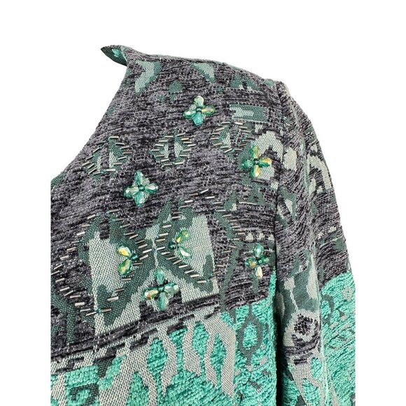 SUSAN GRAVER Artisan Embellished Snap Close Tapestry Jacket Size 6 - Picture 4 of 11